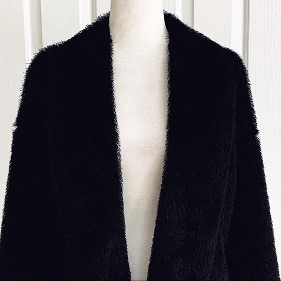 Madison Jacket Black Faux Fur Tipped Fox Open Front Swing Jacket Coat Small - Picture 11 of 13